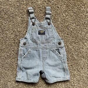 Oshkosh B’gosh Stripe Shortalls 12m Railroad Pinstripe Vestbak Overalls Denim